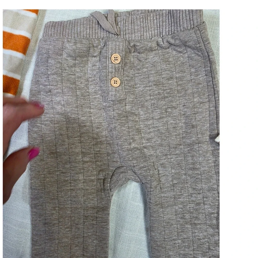 Baby Boy 18M Clothes Lot Rabbit Bear Organic Stripe Shirt Ribbed Pants Sleeper